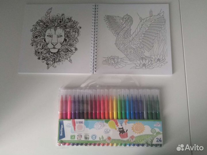 Раскраска антистресс + 24 фломастера