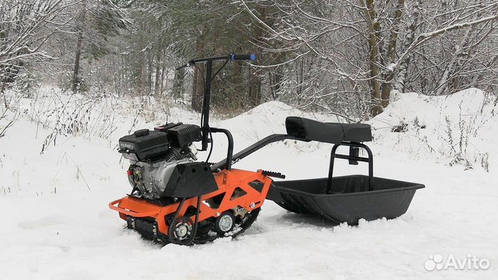 Мотобуксировщик 8 лс с санями. Диодная фара