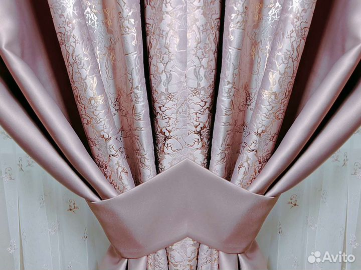 Шторы бархат нежная пудра