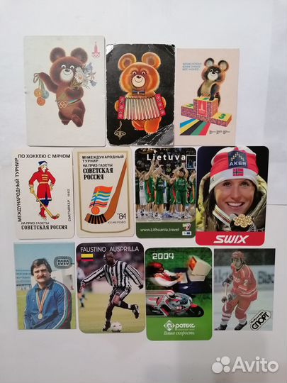 Календарики спорт, футбол, олимпийские мишки