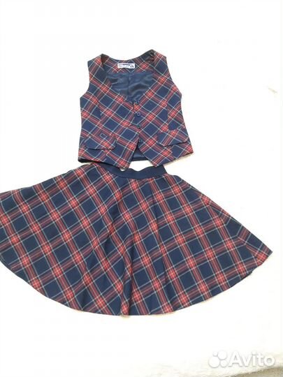 Школьная форма в клетку на девочку 134