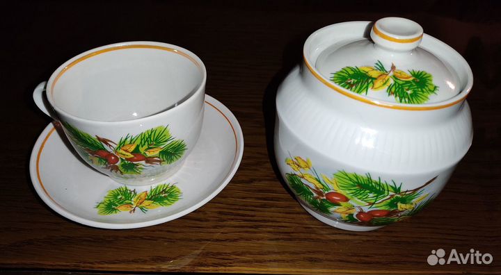 Чайный сервиз с ёлочками на 6 персон новый