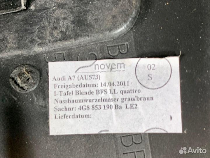 Декоративная накладка торпедо правая Audi A7 4G