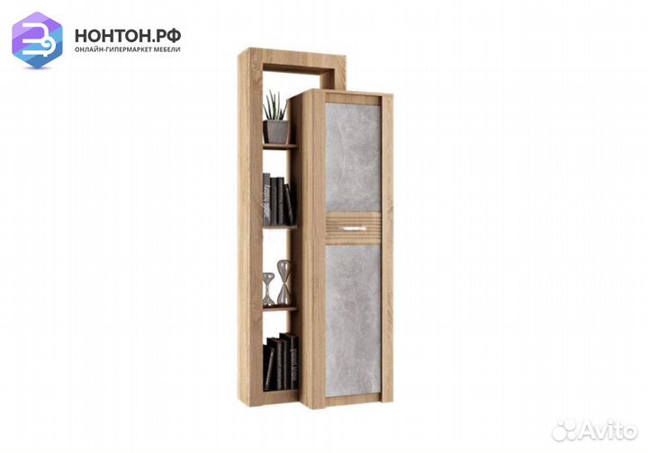 Шкаф Терра комбинированный бетон темный / дуб соно