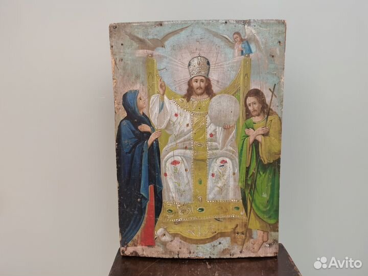 Икона Царь Славы Господь на троне 19 век