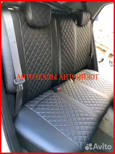 Чехлы Автопилот Hyundai Santa-Fe из экокожи Ромб