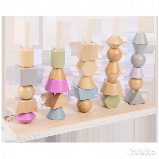 Деревянный сортер-пирамидка с заданиями