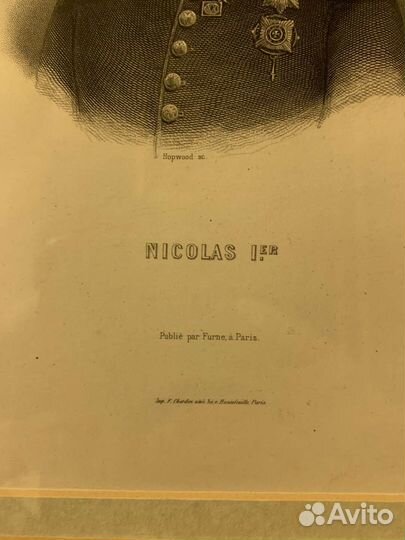 Старинная гравюра Император Николай I