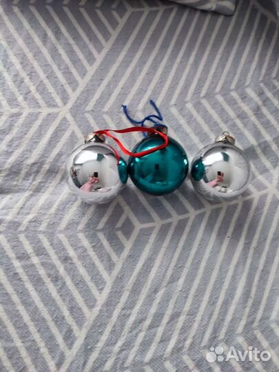 Ёлочные игрушки 50-е гг, шары толстое стекло 3 шт