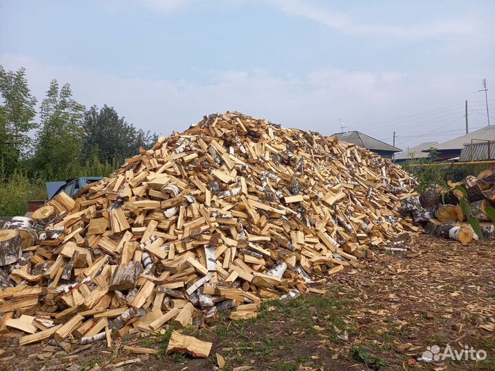 Дрова береза чурками, колотая