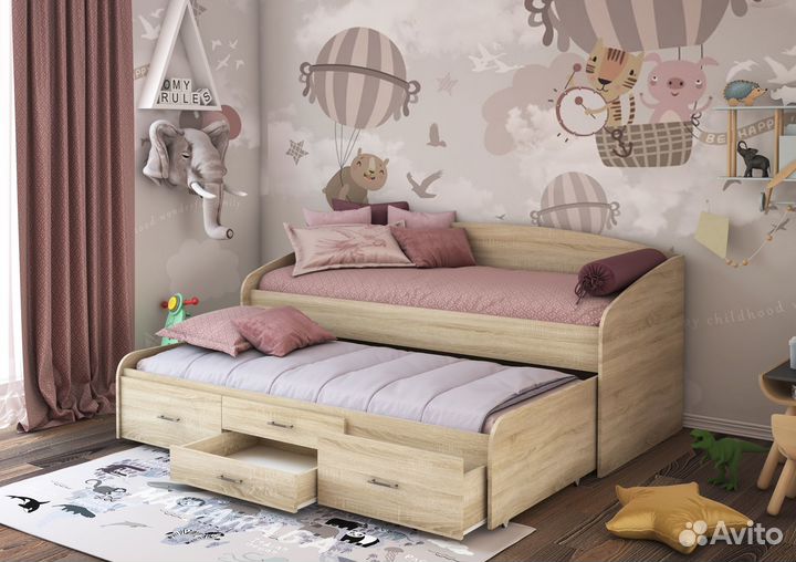 Кровать для 2-х детей с ящиками