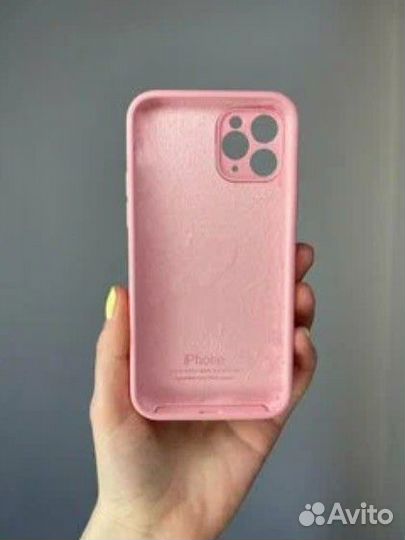 Чехол на айфон 11 розовый квадратные грани