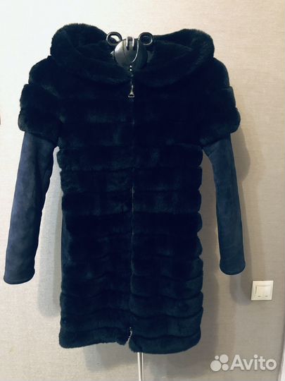 Дубленка натуральная женская 42 44 с капюшоном