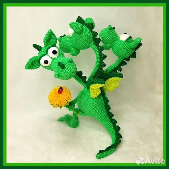 Вязаные игрушки Дракон и Носорожек