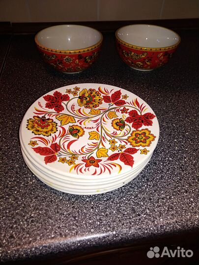 Хохлома посуда дерево, керамика отличное состояние