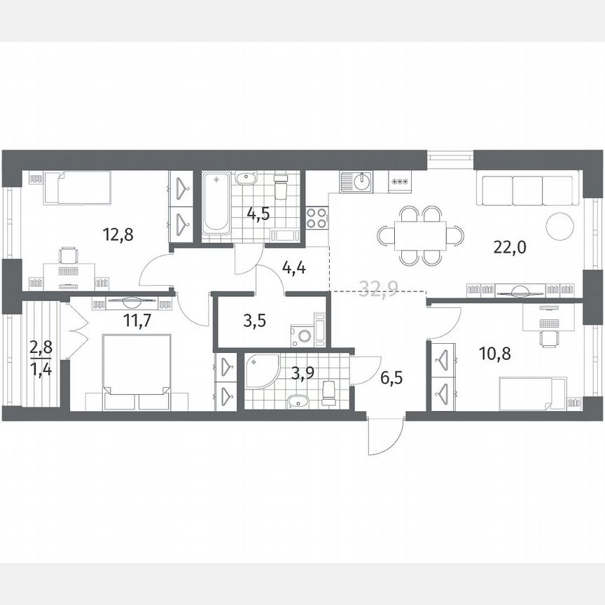 3-к. квартира, 81,7 м², 5/12 эт.
