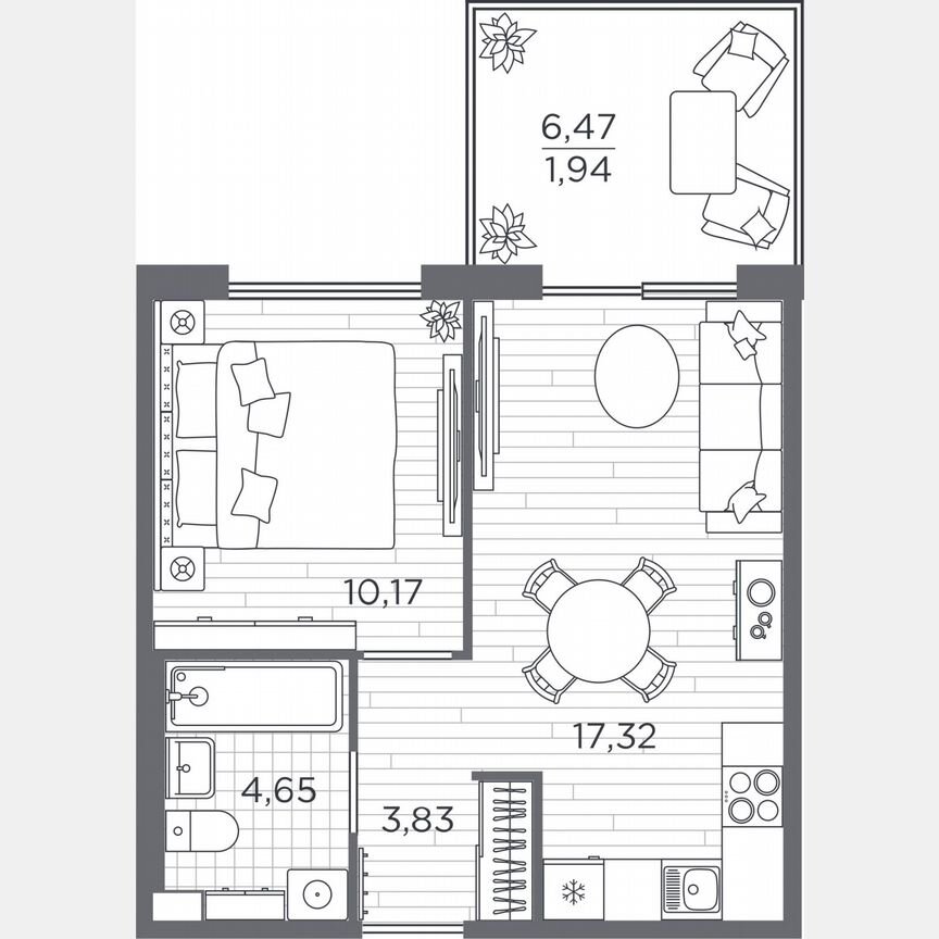 1-к. квартира, 37,9 м², 1/5 эт.