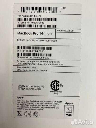 MacBook Pro 14 (2023), M2 Pro, 512 гб, RAM 16 гб