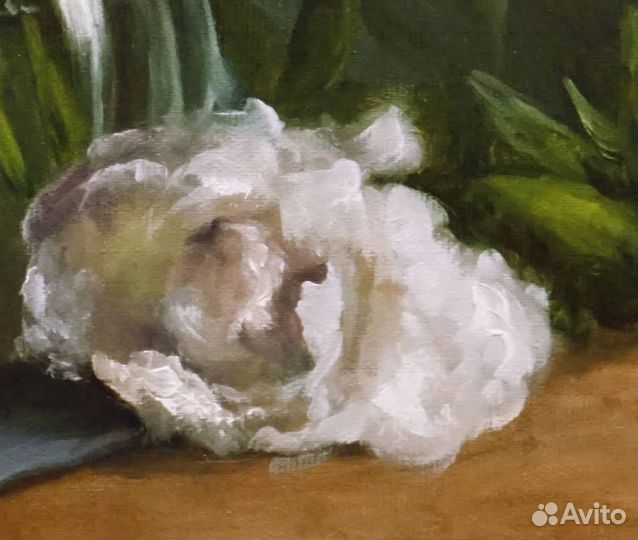 Картина маслом на холсте цветы Пионы на заказ