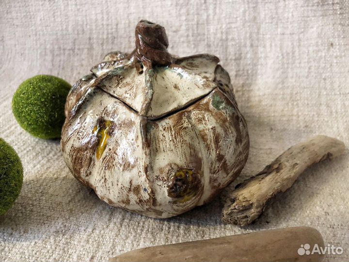 Тыква керамическая ручной работы бежевая