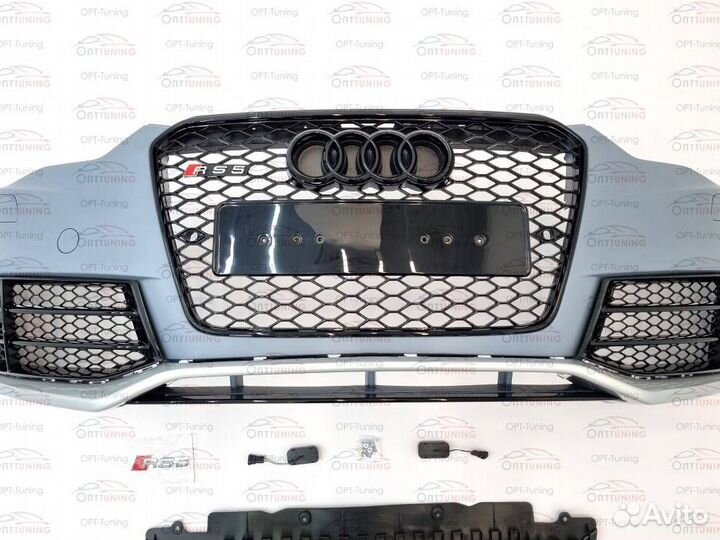 Бампер в стиле RS5 на Audi A5 8T рест с решеткой