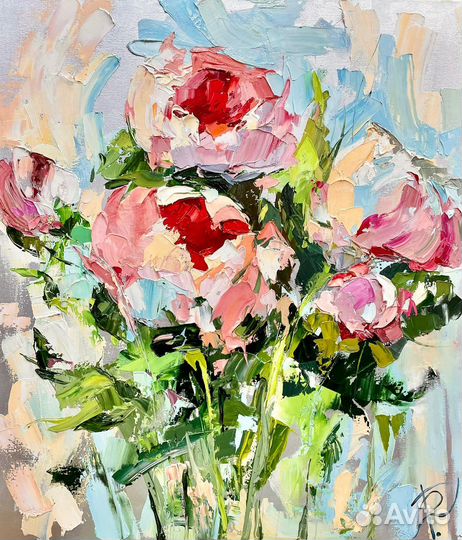 Интерьерная картина цветы,Пионы 60*70