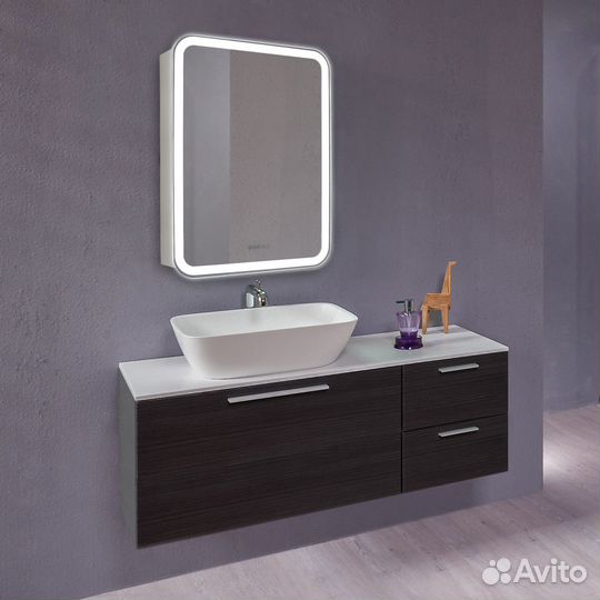 Зерк-шкаф бел 60см +диммер и часы azario LED-0000