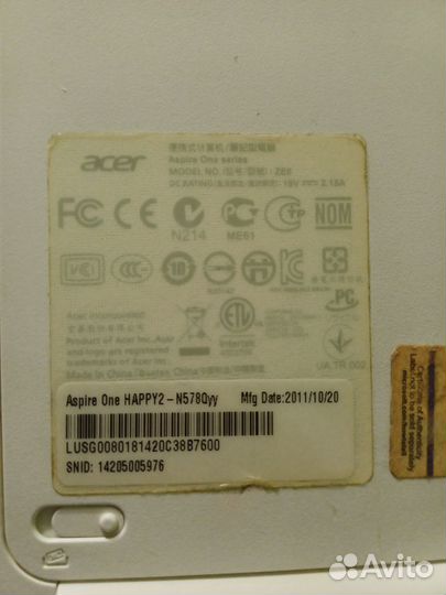 Нетбук acer aspire one