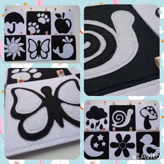 Черно белые карточки для новорожденных