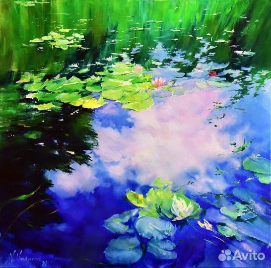 Картина масло на холсте Утреннее Облако 80х80 см