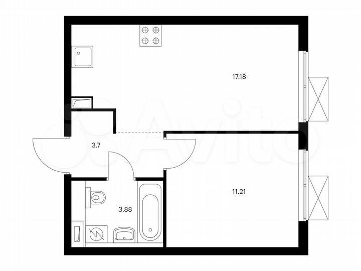 1-к. квартира, 36 м², 30/33 эт.