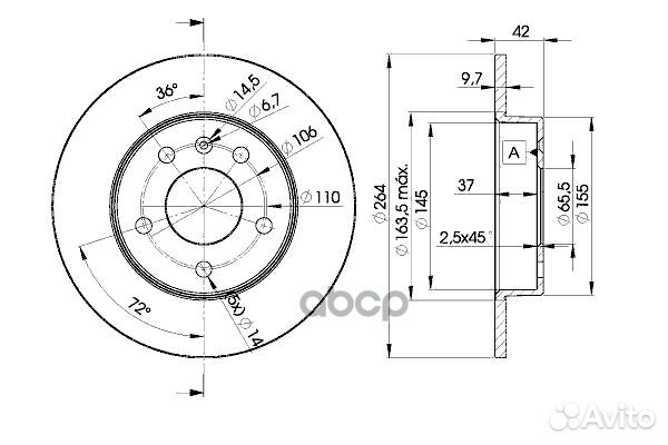 Диск тормозной задний opel Astra G/H Meriva Zaf