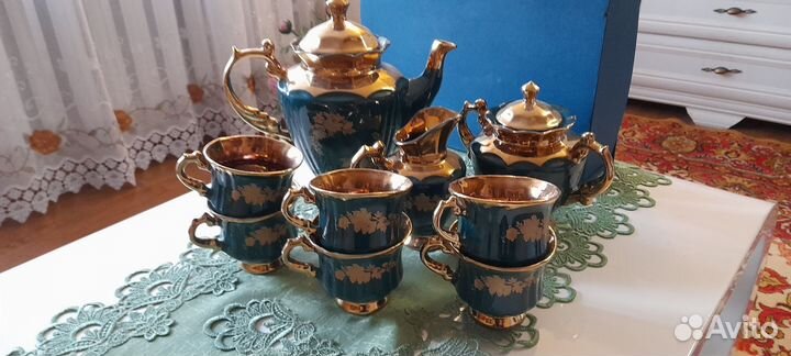 Сервиз чайный с ручной росписью тонкий фарфор
