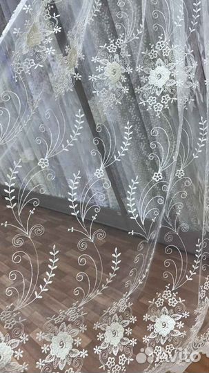 Тюль готовый с вышивкой