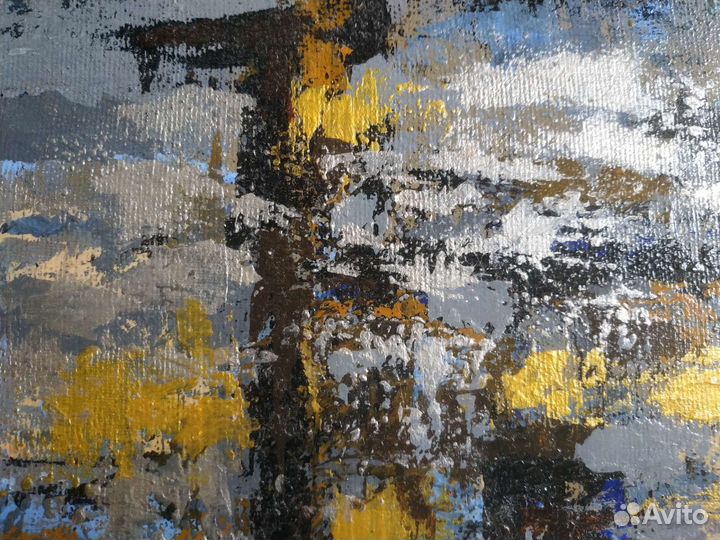 Картина абстракция Старый Дом акрил