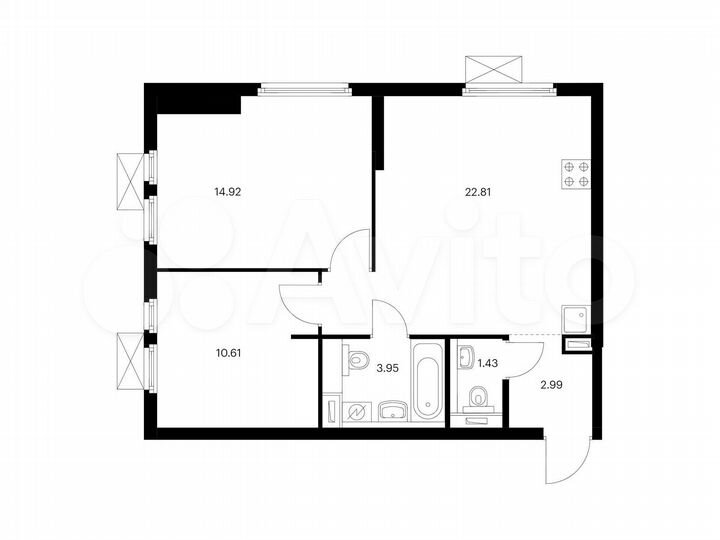 2-к. квартира, 56,7 м², 9/33 эт.