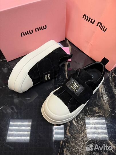 Кеды весенние на липучке MIU MIU 