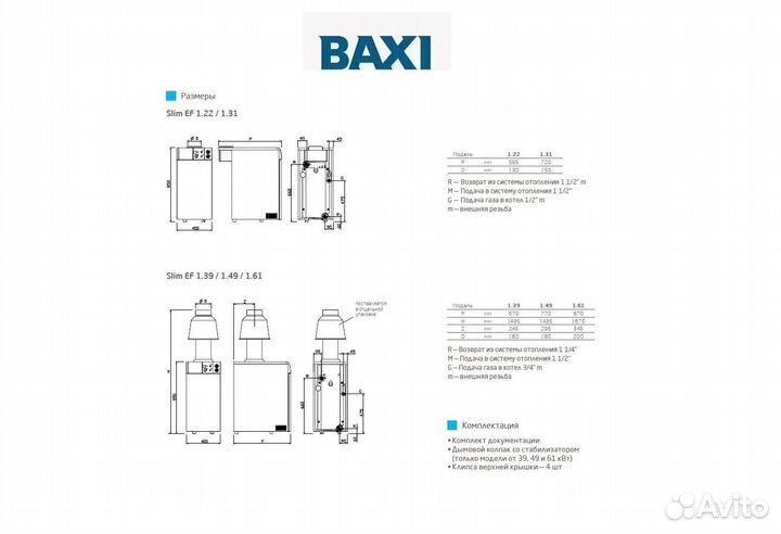 Котел Baxi напольный энергонезависимй Slim EF 1.27