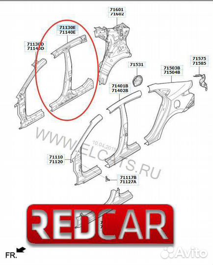 Стойка центр лев (внутр часть) Hyundai Solaris 2