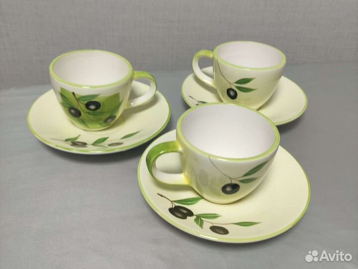 Кофейные Чашки с блюдце 3шт