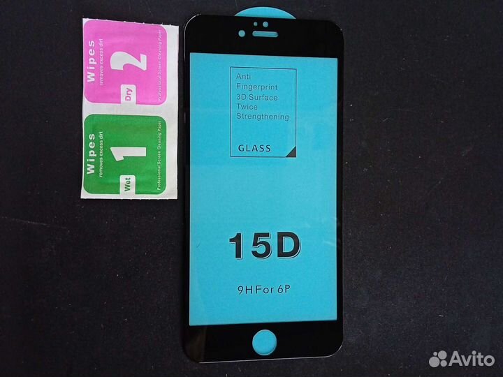Защитное стекло на iPhone 6 Plus Чёрное
