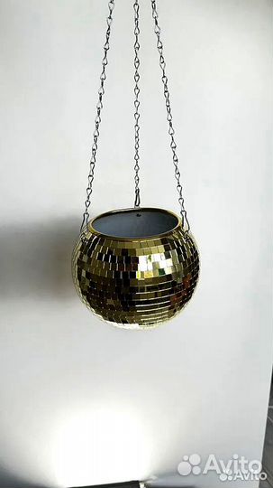 Кашпо из диско шара / кашпо из зеркальной мозаики