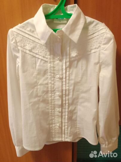 Блузка белая для девочки 128
