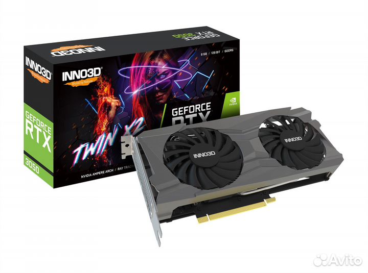 Видеокарта inno3D GeForce RTX 3050 twin X2, 8 гб