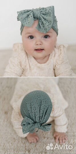 Шапка-тюрбан для девочек до 1 года на лето