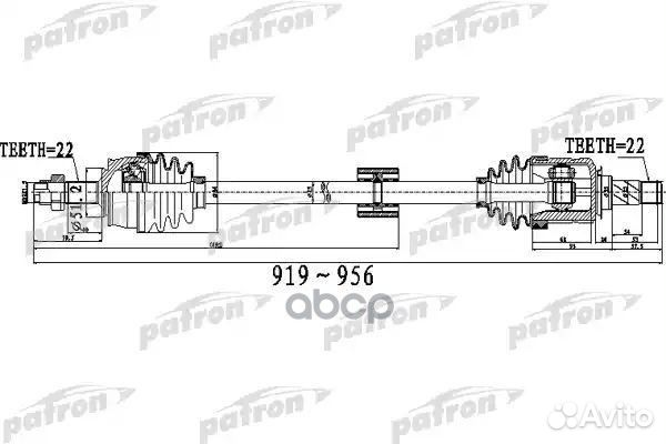 Полуось передний мост справа 22x919x51,2x22 OPE