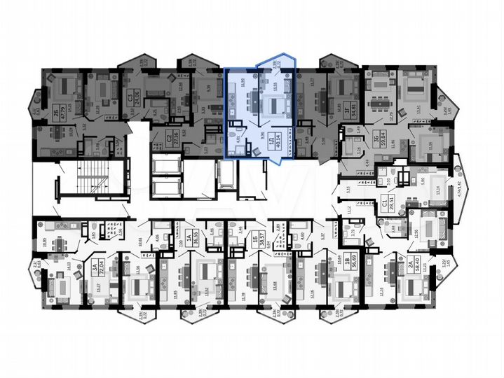 1-к. квартира, 40,1 м², 13/24 эт.