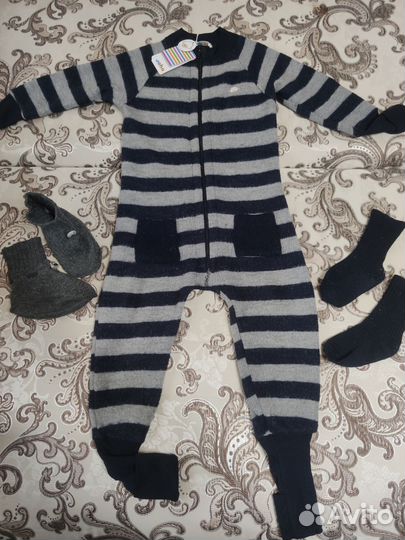 Комбинезон шерстефлис Joha + пинетки Joha