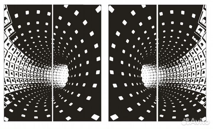 Двери купе с рисунком на бронзовом зеркале № 4038