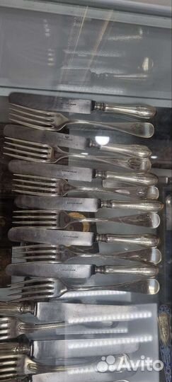 Антикварные посеребрённые ножи и вилки